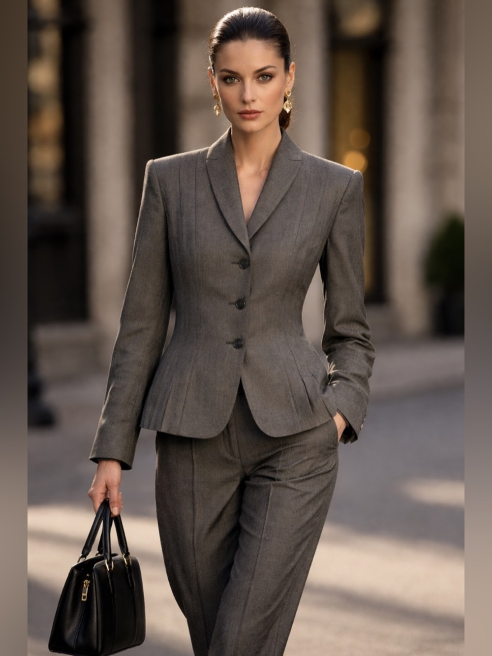 Le Suit Classic Gray Tailored Blazer | Structured Fit Elegant Workwear